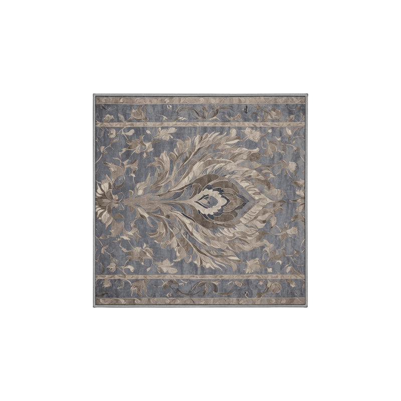 Tapis gris lavable à la machine, Carré 3 pi