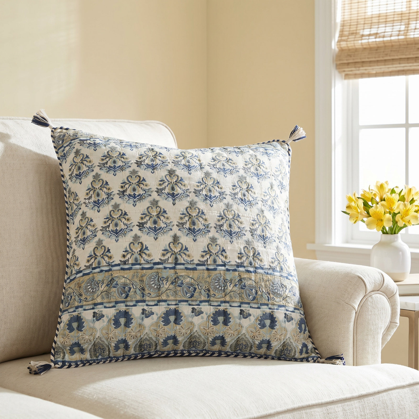 Tassels Throw Pillow, Polyester/Polyfill