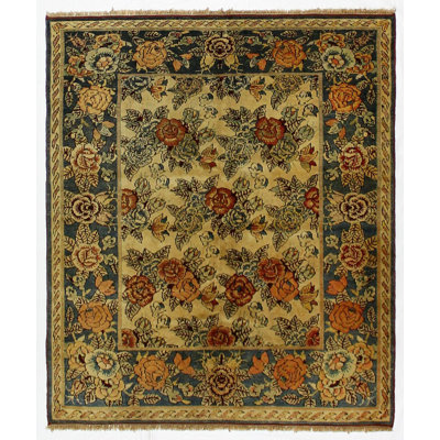 Tapis unique brun / rouge en laine tissé à la main de conception unique 4 pi 7 po x 5 pi 5 po