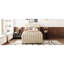 Lit plateforme simple tapissier beige avec lit gigogne - Élégant pour tous, matériaux de velours dans une nuit de sommeil confortable, base stable-771296697