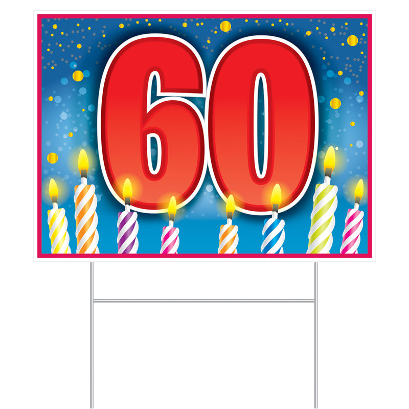 Enseigne de cour d'anniversaire en plastique "60"