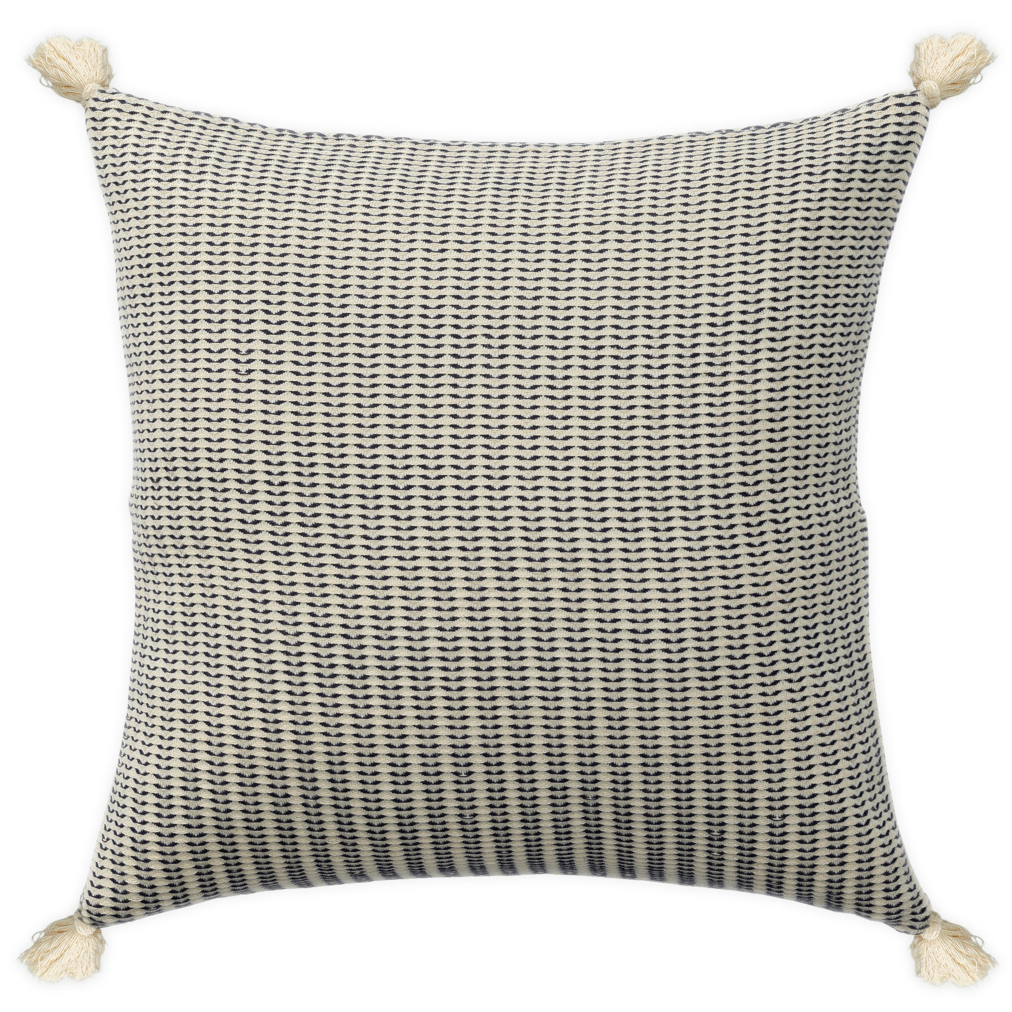 Brenly Turkish Cotton Striped Square Throw Pillow, Navy, Pillow Cover Only - No Insert