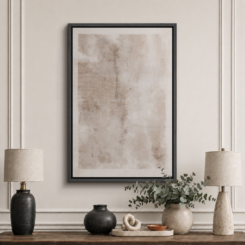 Neutral Minimalist Abstract Beige Wall Artwork, Modern Soft Tone Canvas Pictures, Framed Canvas Giclee Print Wall Art