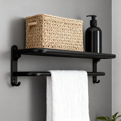 Porte-serviettes mural pliable avec barres doubles, porte-serviettes de salle de bain robuste en acier inoxydable, conception peu encombrante avec crochets pour la cuisine et la lessive