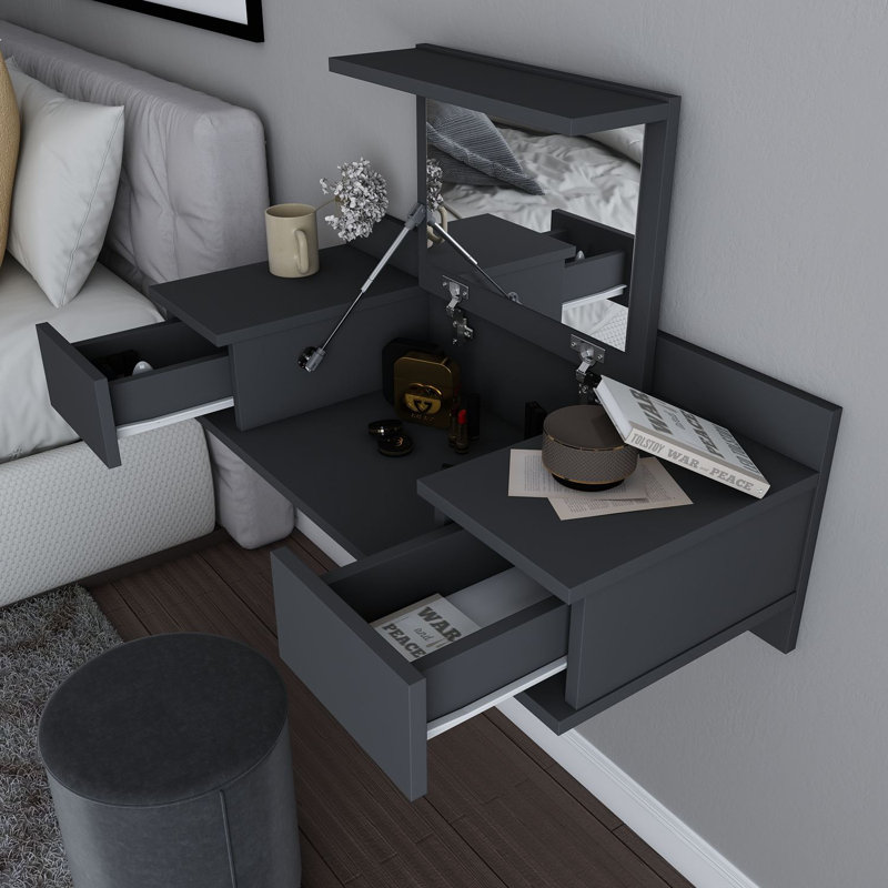 Modern Make-Up Table in Anthracite, 39.4 x 24.4 x 15.3 inches | 100% Melamine Coated Particle Board, Thickness: 0.7 inches | Stylish & Functional Design for Beauty Routines, Perfect for Contemporary Spaces