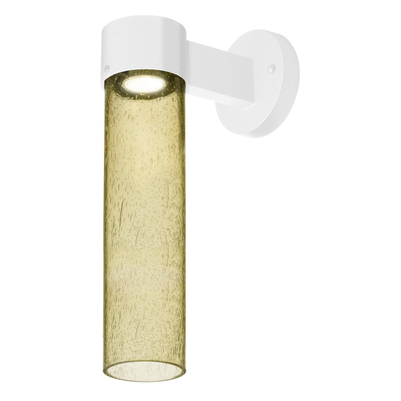 Applique murale à bras d’extérieur 1 ampoule Cattalina, H 17,5 po x l 5 po x P 8,5 po, Blanc, Or
