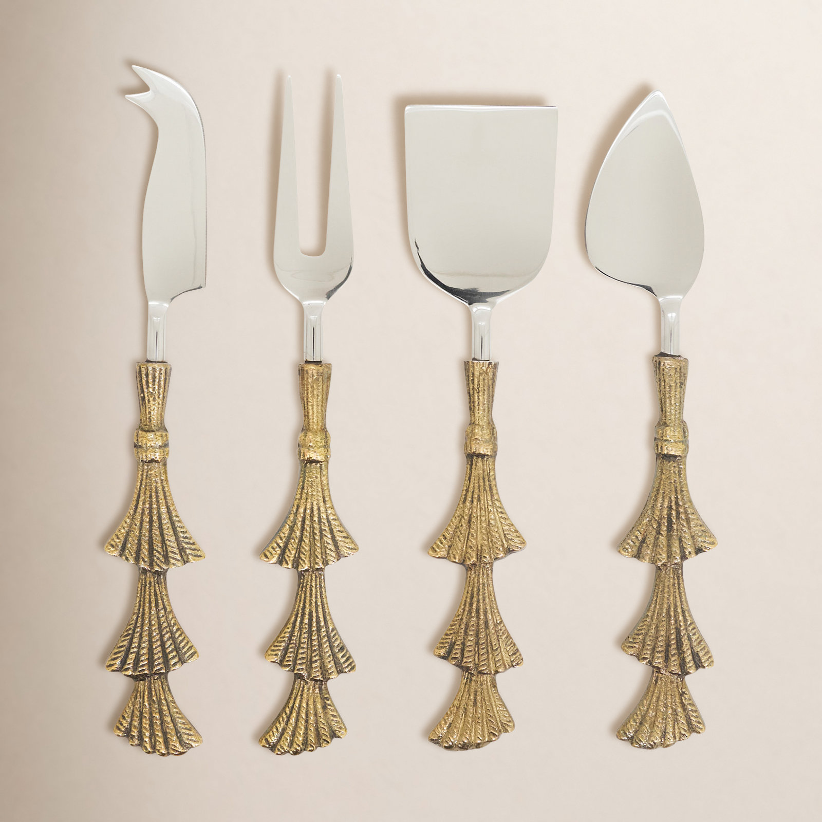 Stainless Steel Cheese Serving Set, Gold