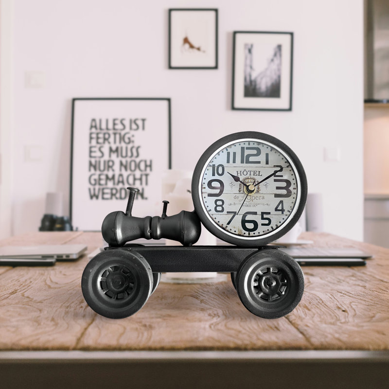 Analog Metal Battery Tabletop Clock Black