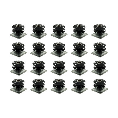 Outwater Industries Double Star Threaded Caster Insert | Heat Treated Steel | Fits 1-1/4 Inch Square 16-18 Gauge Tube | THREAD: 3/8-16 | 20 PACK