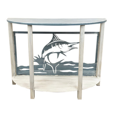 IRON ROUNDED SOFA TABLE WITH SAILFISH ACCENT