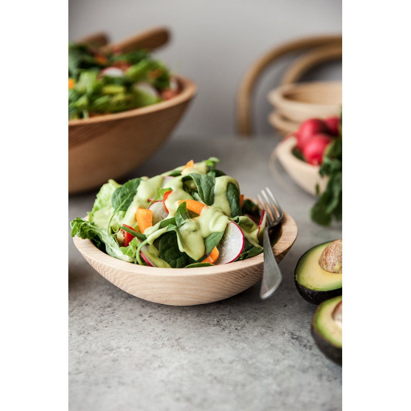 Wood Salad Bowl, White, 15"