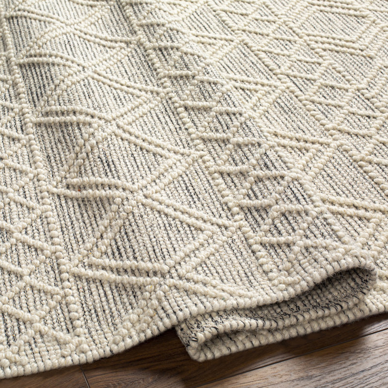 Barbaresi Geometric Handmade Handwoven Area Rug in Cream/Gray, Rectangle 8' x 10'