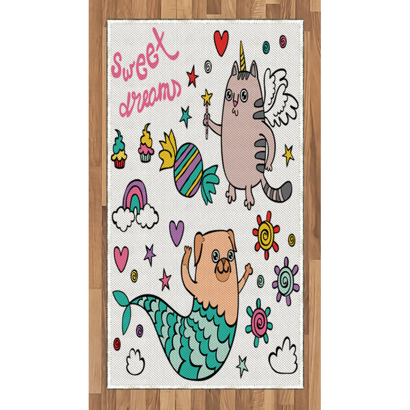 Unicorn Cat High Density Long Fiber Poly Threads Decorative Area Rug Carpet, Rectangle 2'7" x 5'
