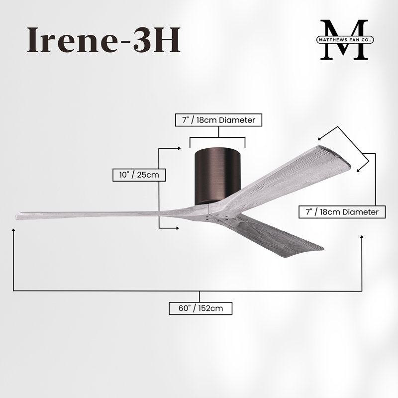 Ventilateur de plafond à 3 pales Olivier, Bronze brossé, Ton bois de grange, 60"