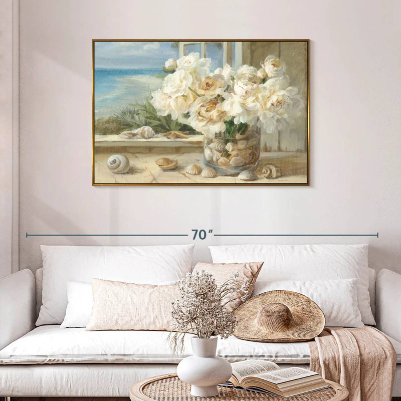 Au bord de la mer I, Cadre flottant doré, 43 po x 29 po