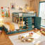 Lit superposé Scrigno double avec rangement : 2 grands tiroirs, 5 petits tiroirs et une armoire-37688006