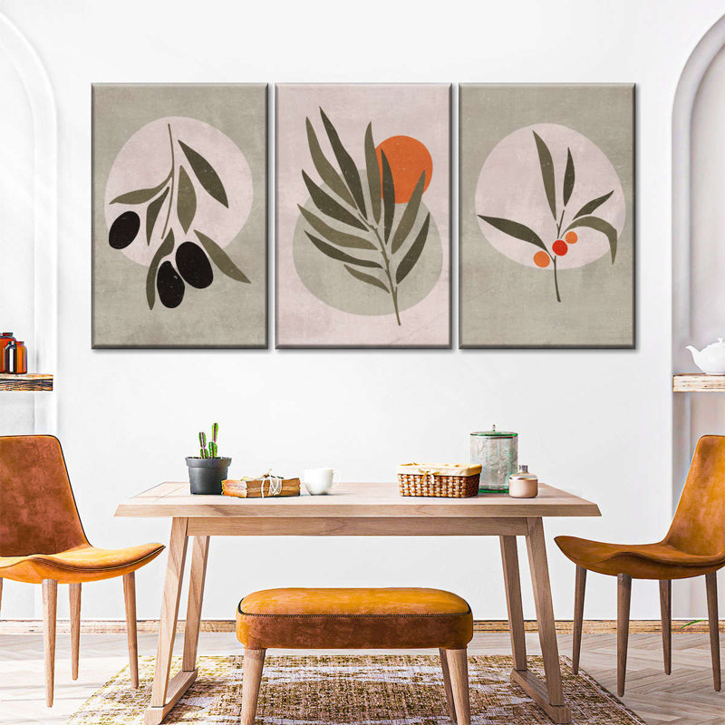 «Boho Botanical Leaves», reproduction d'art sur toile, H 39 po x l 80 po x P 1,25 po