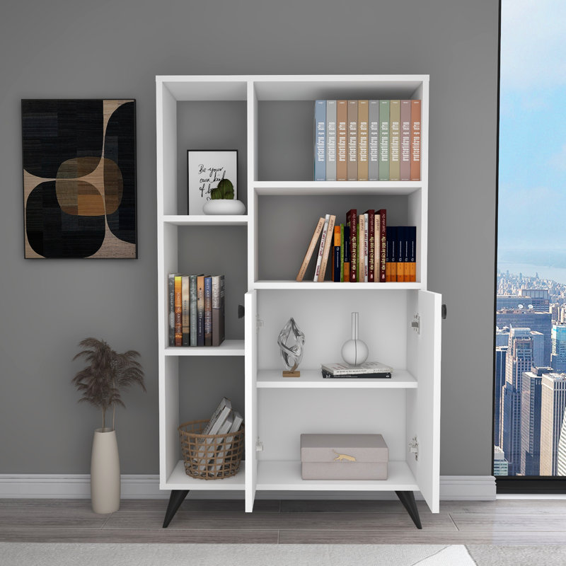 Bookcase with Storage Buzbee, White