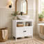 Lavabo sur pied de style moderne avec meuble de rangement intégré (lavabo non incluse), unité de rangement spécifique à la salle de bain.
