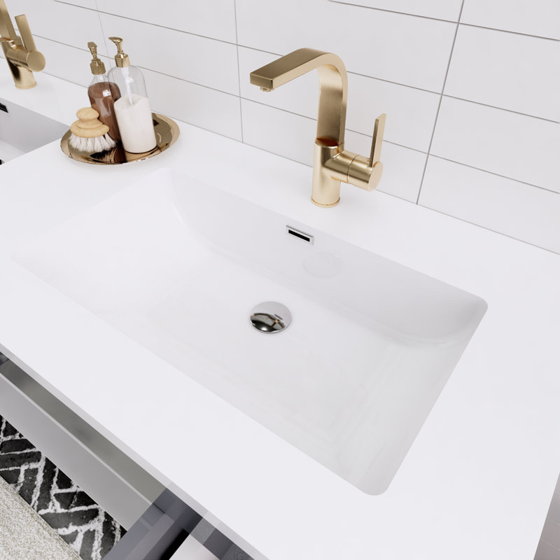 Ensemble de meuble-lavabo double 60 po Tenshi, Gris brillant