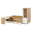 Lit plateforme en bois avec tiroirs, tablettes, bureau et garde-robe-842635086