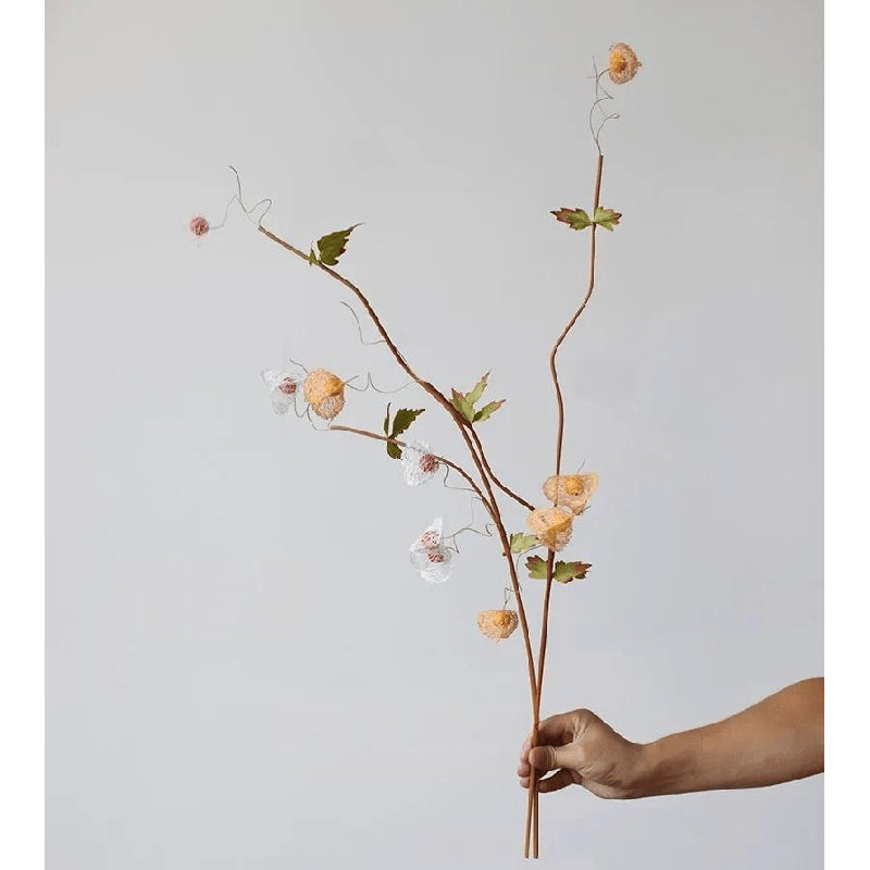 Tige de branche de lanterne et baies - 34 po, Veiled Red, [C] 6 Stems