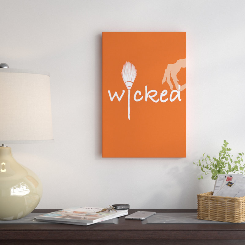 Wicked, art textuel sur toile tendue, H 26 po x l 18 po x P 1,5 po, Toile avec cadre flottant noir, Pas de tapis