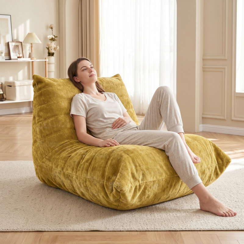 Fauteuil à billes, Tissu jaune