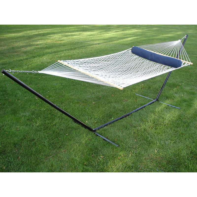 White Polyester Rope Double Hammock with Spreader Bars