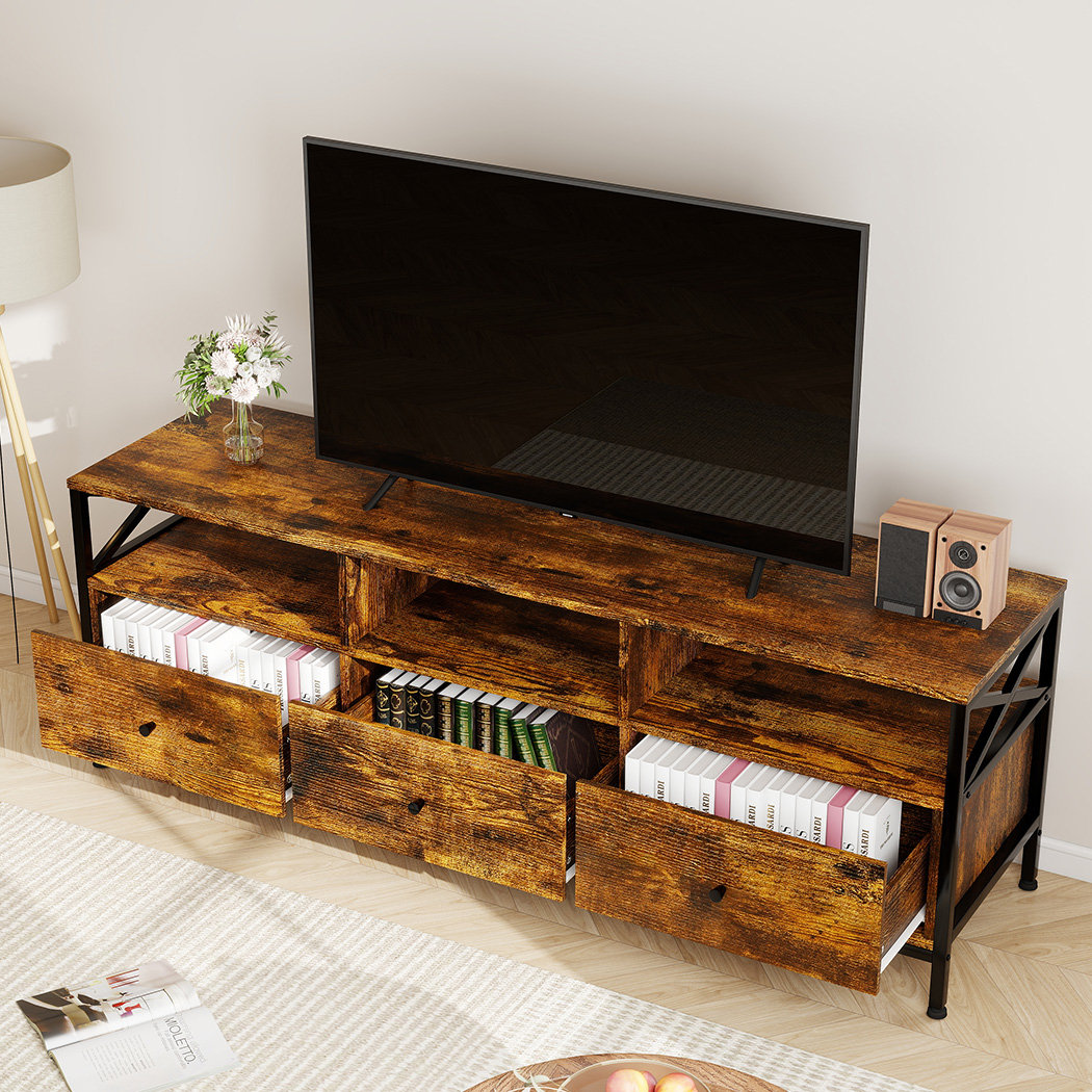 TV Stand Cabinet Industrial TV Unit with 3 Drawers 3 Shelves for 65 Inch