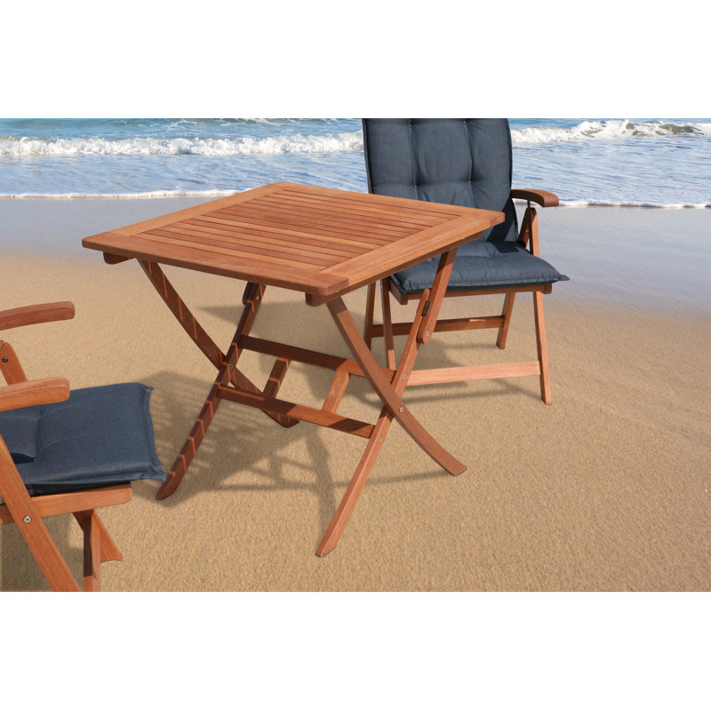 Goff 2 - Person Eucalyptus Solid Wood Patio Dining Set Square Table with Cushions Included, Anthracite