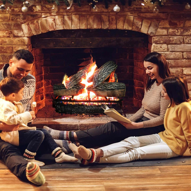 Bûches au gaz de qualité supérieure et foyer complet pour foyers ventilés Blazing Oak, H 19 po x l 28 po x P 15 po