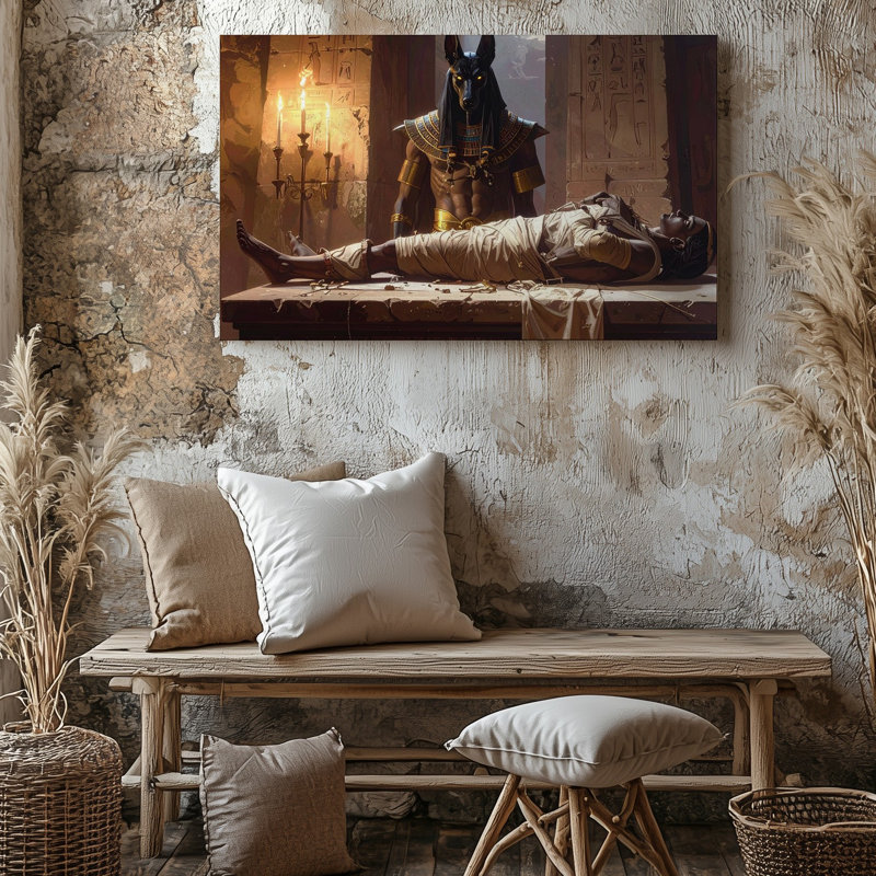 Art mural, rituel de la tombe d'Anubis, H 11 po x l 14 po