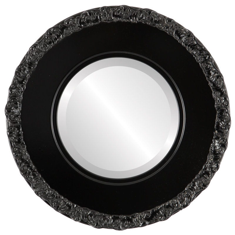 Miroir décoratif rond encadré Wingard, H 37 po x l 37 po, Noir mat