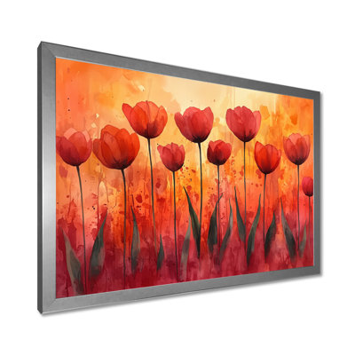 «Sunset Hues Tulips Field Horizon II», art mural de grandes tulipes