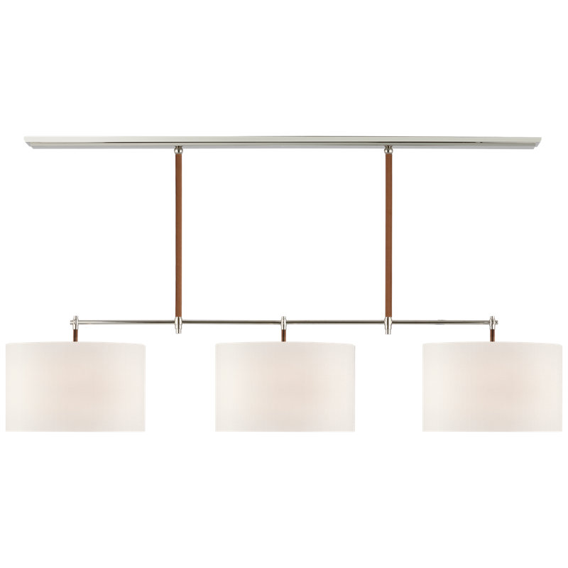 Bryant 3 - Light Chandelier, Polished Nickel/Natural Leather