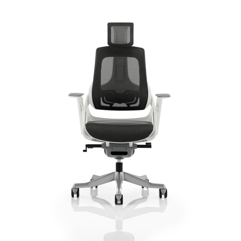 Symple Stuff Twill Executive Chair with Headrest, Charcoal