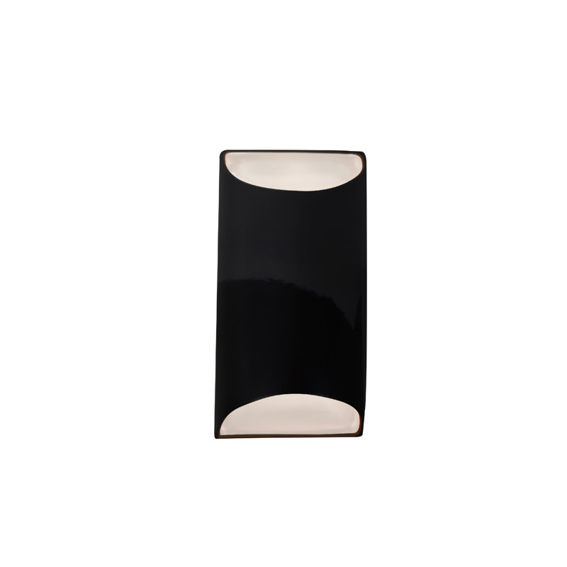 Beda Ceramic LED Wall Light, 10.75" H x 5.5" W x 4" D, Gloss Black/Matte White