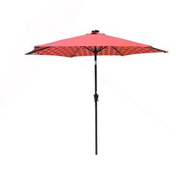 9 ft Patio Umbrella with Light (Pattern + Orange)