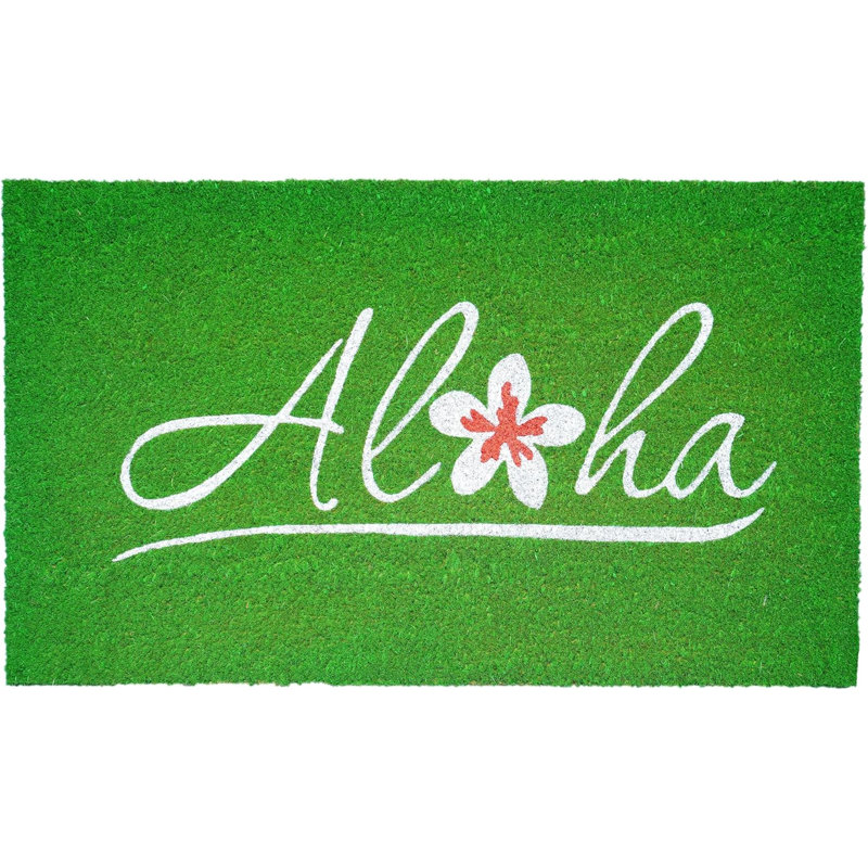17" X 29" White Aloha Outdoor Coir Door Mat