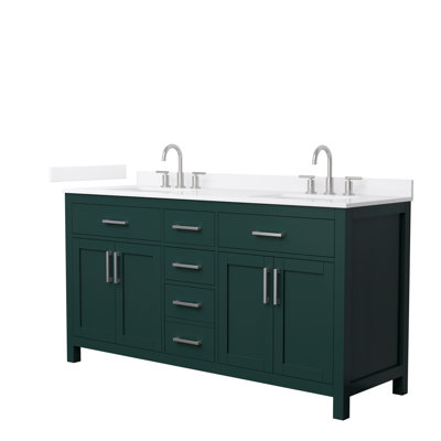 Beckett 66" Freestanding Double Bathroom Vanity with Quartz Top