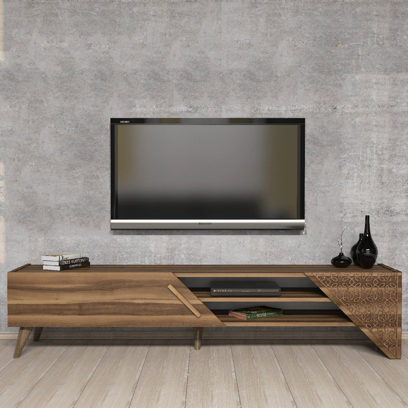 Meuble télé 70,9 po x 14,6 po x 14,2 po Modern | 100% panneau de particules enduit de mélamine, épaisseur: 0,7 pouce | Conception géométrique élégante, parfaite pour le salon et les espaces de divertissement, durable et élégante