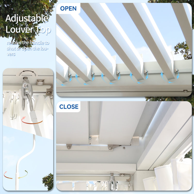 Joyside Adjustable Louvered Roof Aluminum Pergola | Wayfair