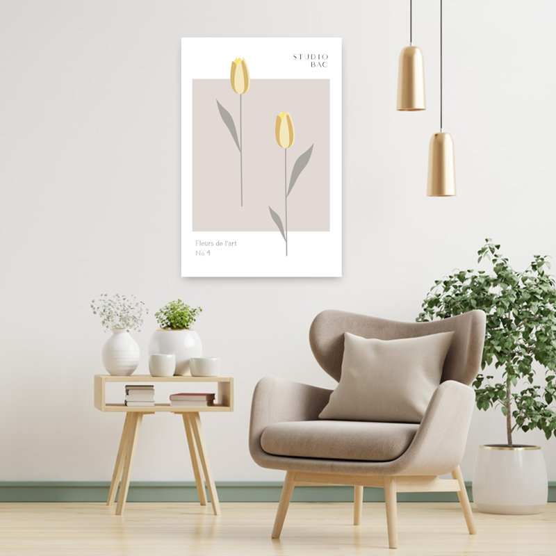 Art contemporain avec tulipe abstraite, H 36 po x l 24 po