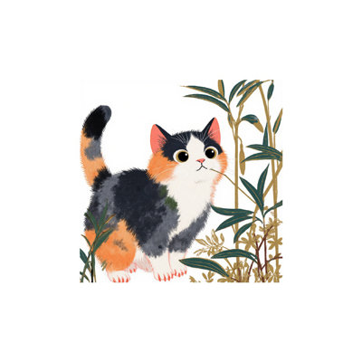 Motif de chat de la jungle, cadre en bois intégré, art mural, 16 x 16