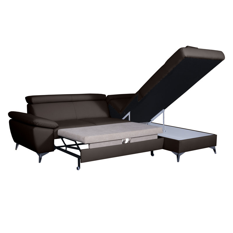 Ashianna 4 Seater Sofa Bed, Right Hand Facing, Dark Brown
