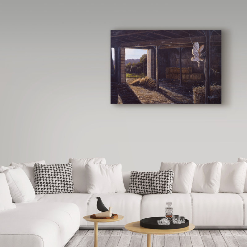 «On Silent Wings Barn Owl» par Berrien, impression sur toile tendue, H 12 po x l 19 po x P 2 po