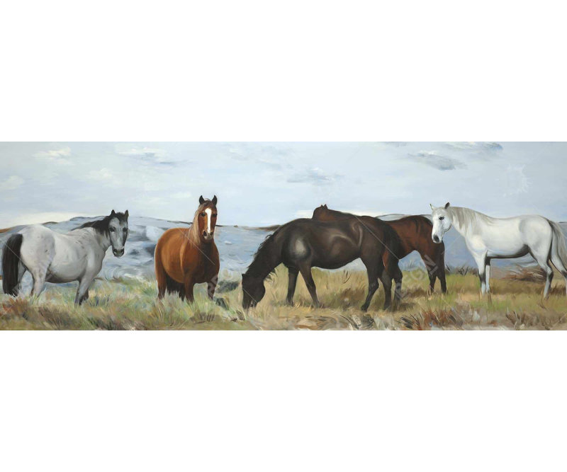 «Rustic Horses in Meadow» sur toile | Art encadré Home Decor