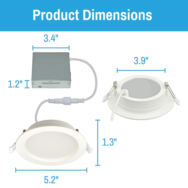 Canless Recessed Lighting 4" - TRIAC Dimmable LED Ceiling Light - 5 CCT Adjustable Colour Temperature - 8W, 750 Lumen Energy Efficient LED Downlight