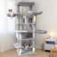 Arbre à chat de 68 po de hauteur à plusieurs niveaux avec hamacs, panier suspendu, grotte pour chat, coussin amovible, poteaux à griffer - tour de chat en peluche pour chats d'intérieur, pour chats multiples gris-125382644